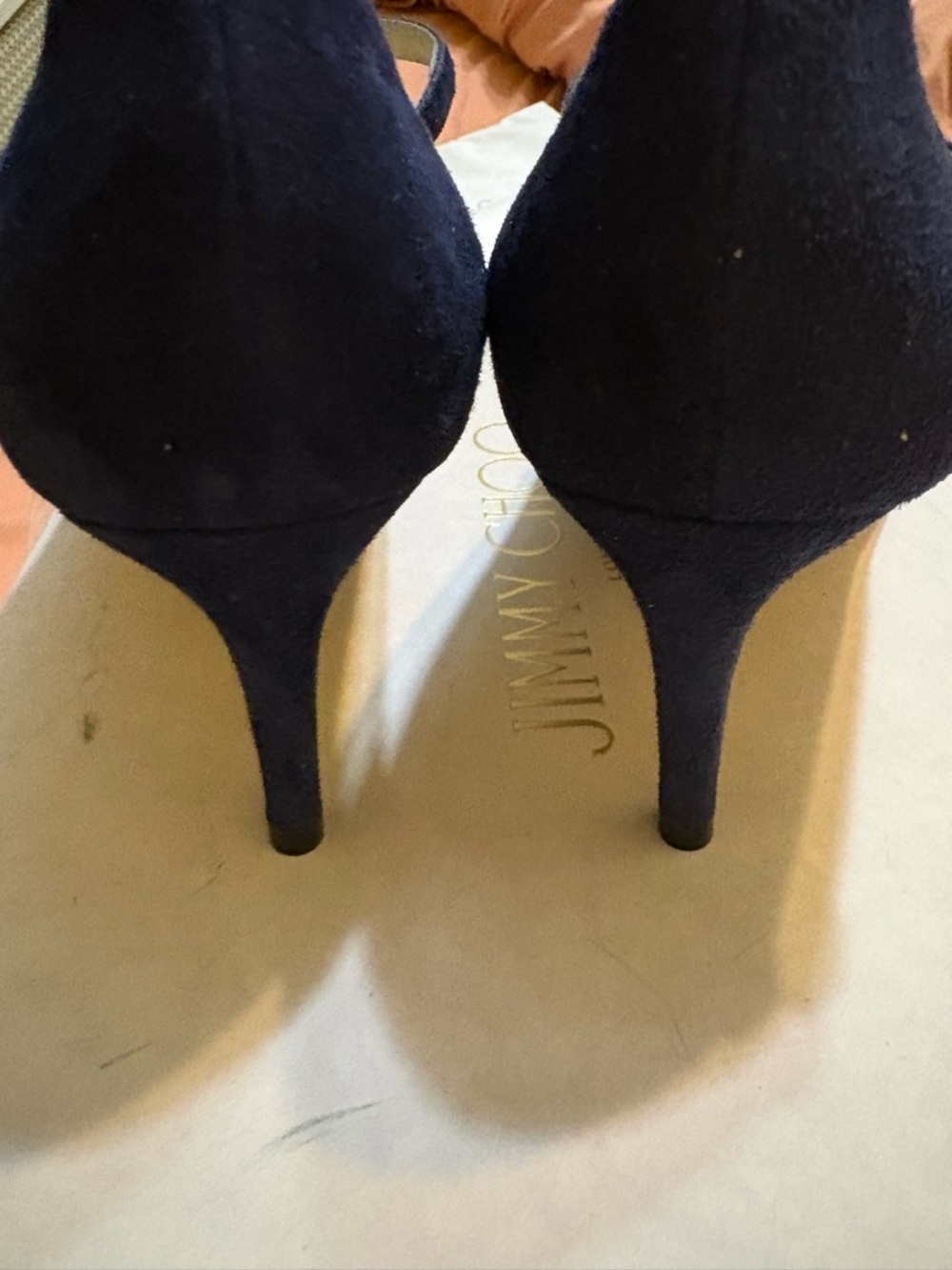 Jimmy Choo Dark Blue T-Strap Heels - Picture 14 of 15